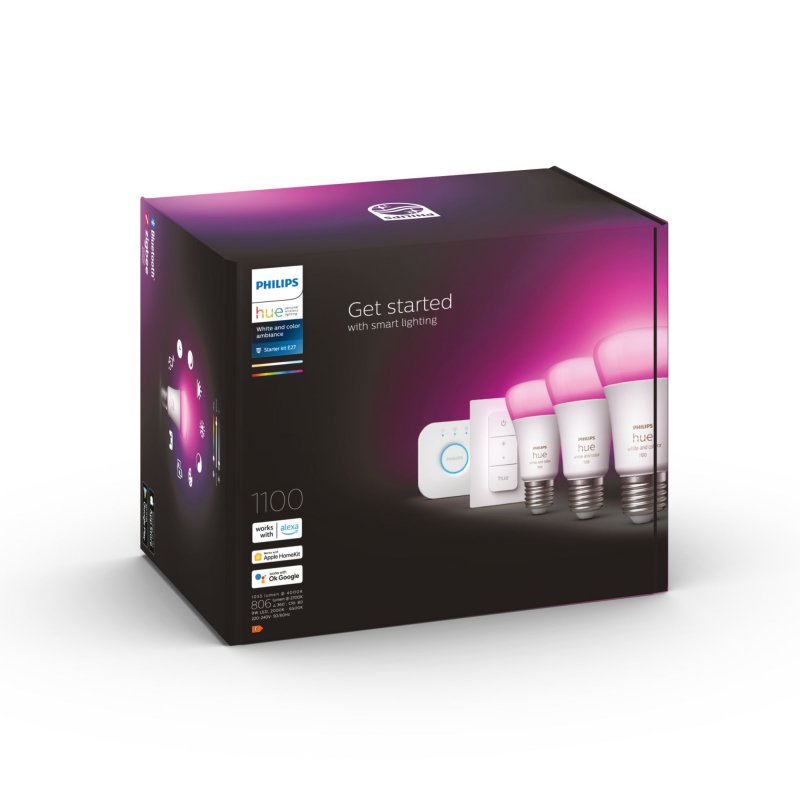 Thumbnail 1 de Philips Hue White and Color Ambiance Pack de 2 Bombillas LED E27 9W con Hue Bridge e Interruptor