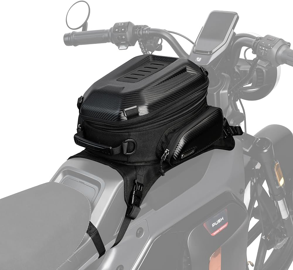 Detalle 2 de Rhinowalk Motorcycle Travel Luggage: 15-18L Expandable Tank Bag in Carbon Fibre Black