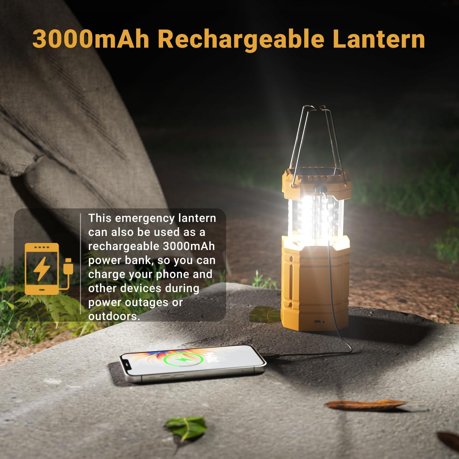 Detalle 1 de ROCAM CL1000 Solar Camping Lantern, 3000mAh, Hand Crank, 12 LEDs