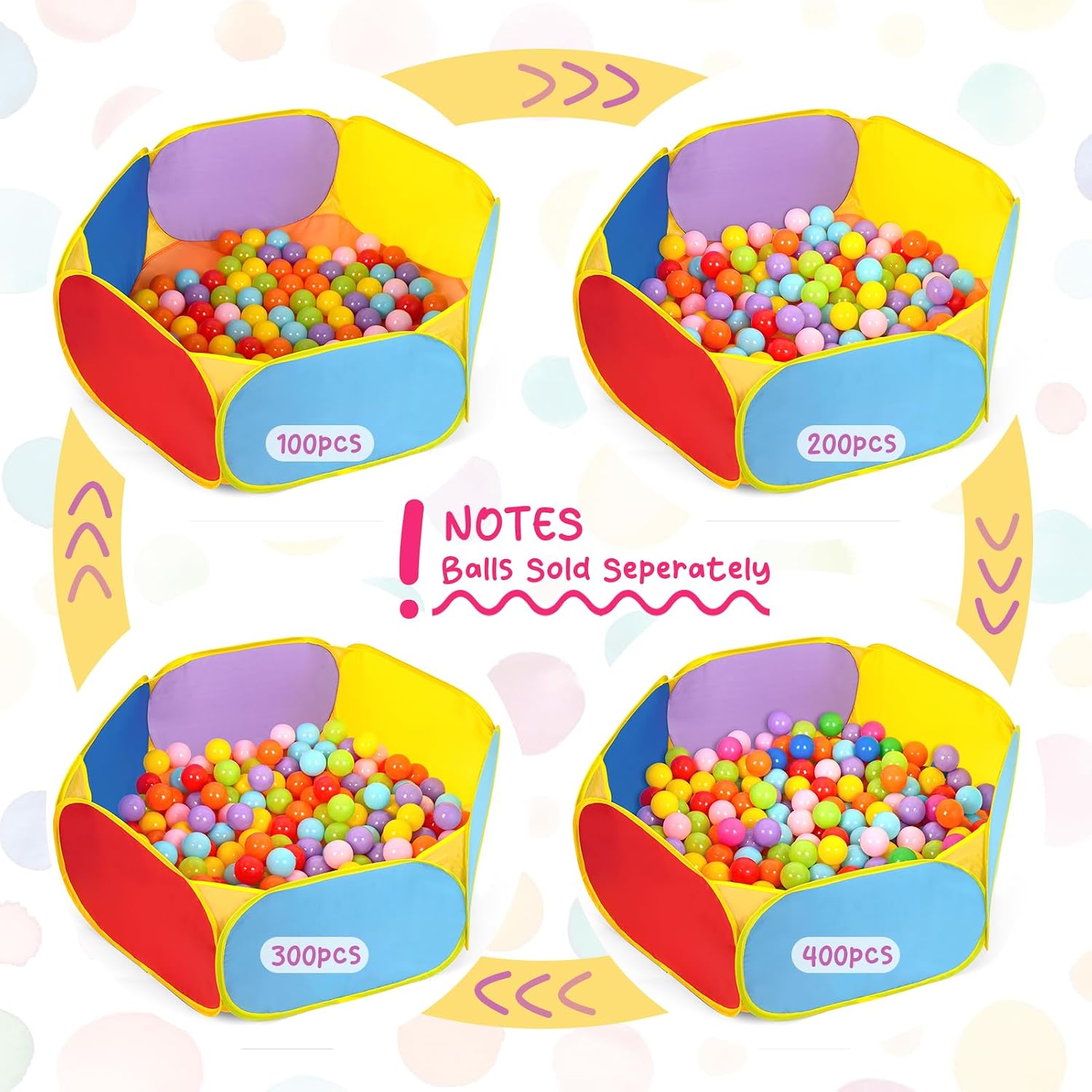Detalle de Eocolz Kids Large Pop-Up Ball Pit Tent with Basketball Hoop (1M Multicolour, Balls Not Included)