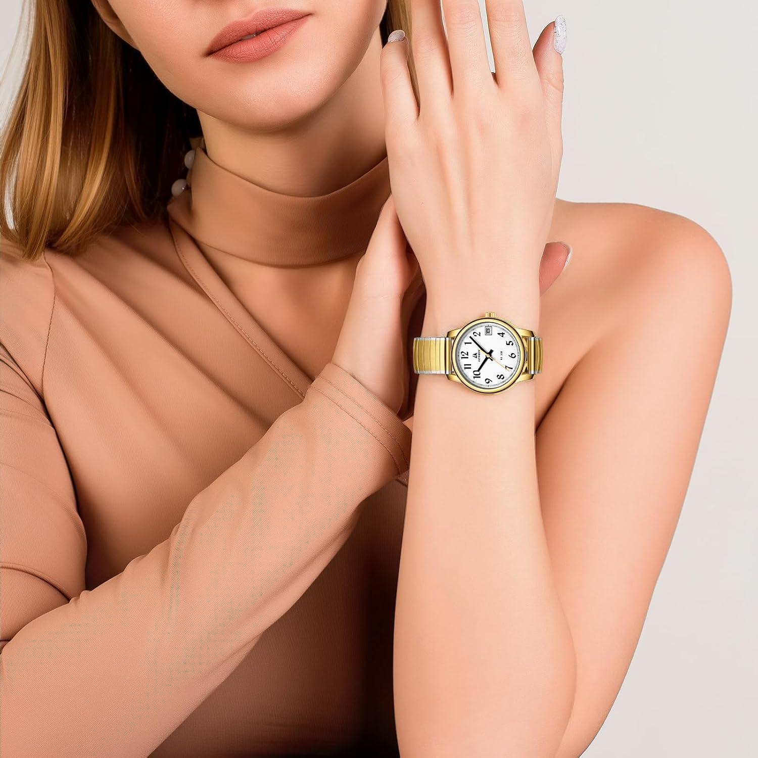 Detalle 2 de LN LENQIN Damen Quarzuhr Edelstahl 160 mm