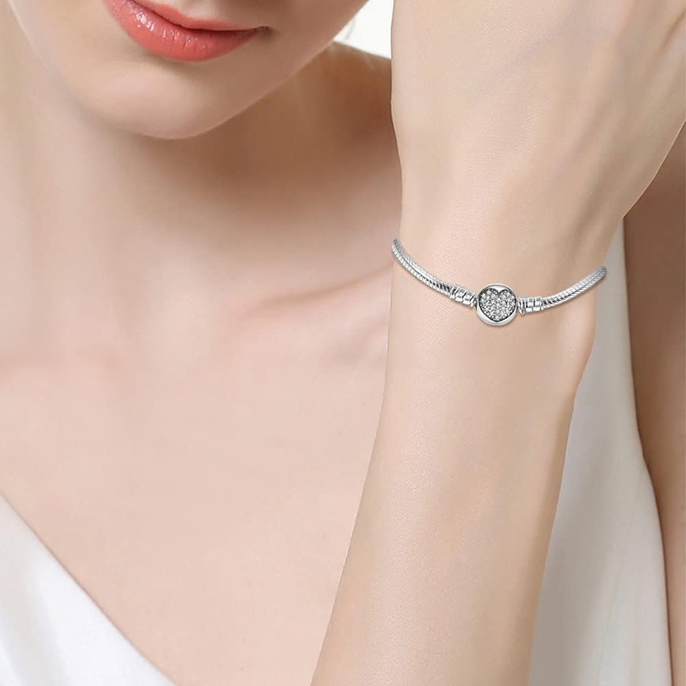 Thumbnail 2 de TINSLO Damen Armband 925 Sterling Silber – Schlangen-Gliederkette mit Herzverschluss, Pandora-kompatibel