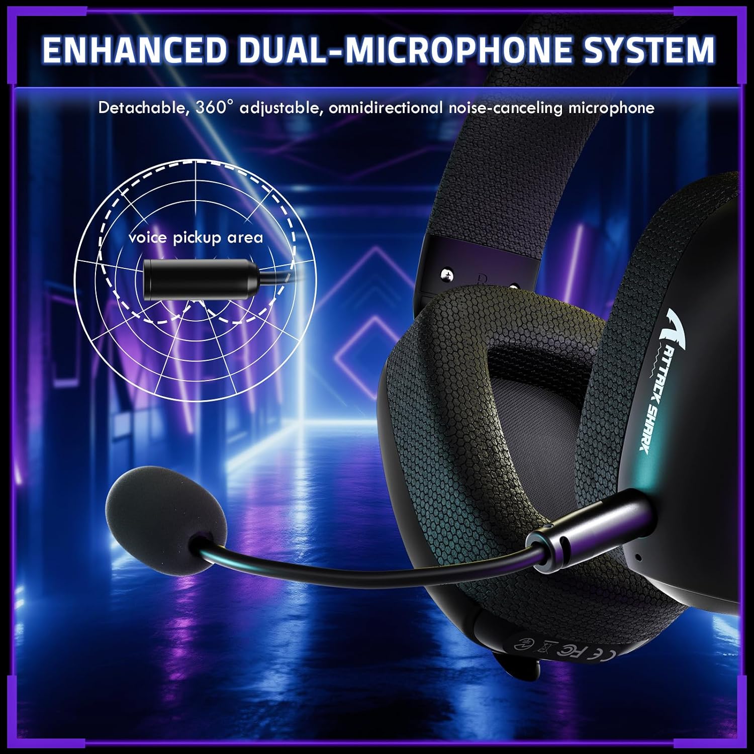 Detalle de ATTACK SHARK L80PRO Kabelloses Gaming-Headset – 3 Modi, Dual-Mikrofon, 40 mm Treiber, 3D-Surround-Sound