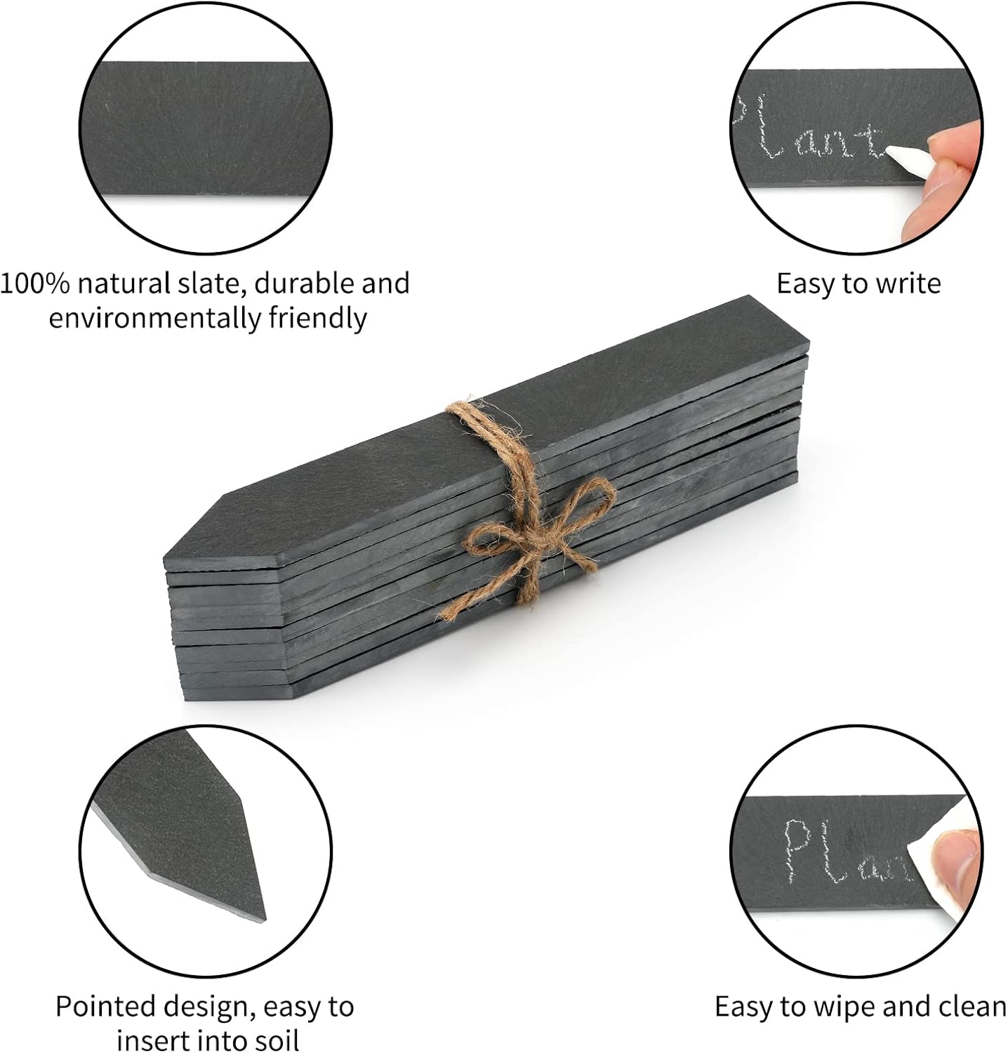 Thumbnail 2 de KINGLAKE Pflanzenschilder aus Schiefer, 20er-Set (20 × 3 cm) zum Beschriften mit Kreide