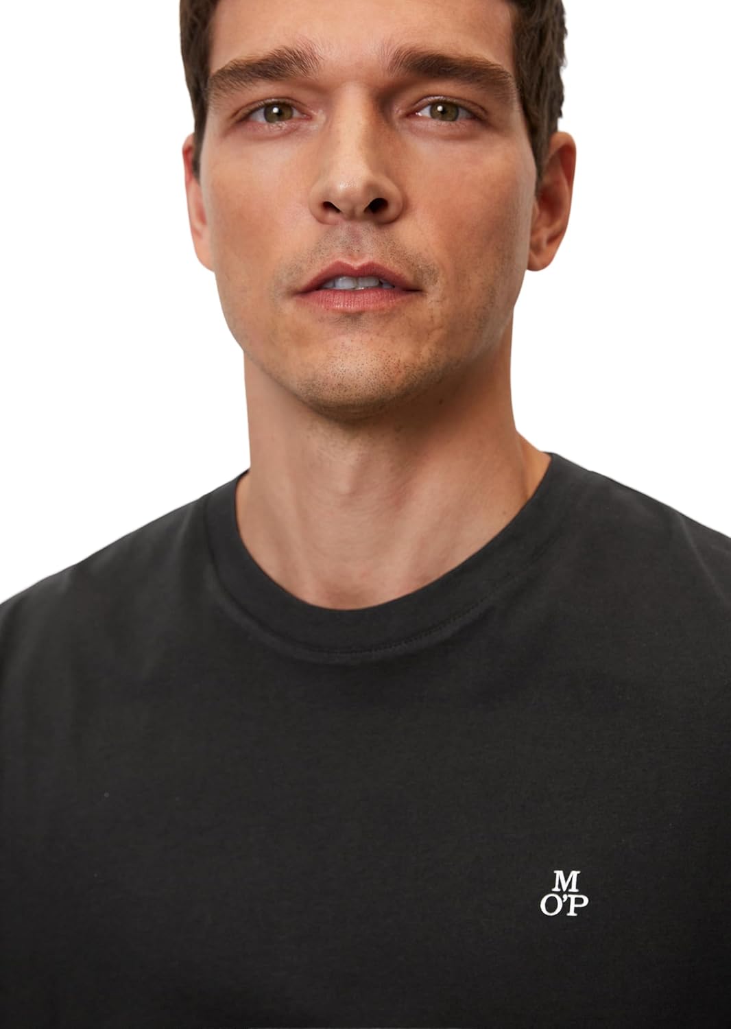 Detalle de Marc O'Polo Herren 51556 – T-Shirt mit Rundhals-Ausschnitt aus Bio-Baumwolle (1er Pack)