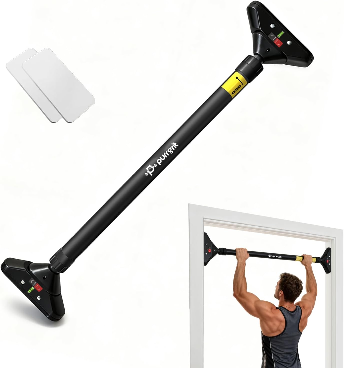 Thumbnail 6 de Purrgrit door pull up bar (no-screw) with adjustable 74–95cm width, 200kg capacity and extra foam padding