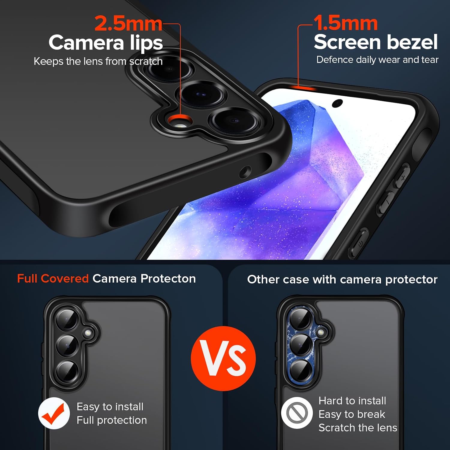 Detalle 2 de ivoler Funda Mate Negro para Samsung Galaxy A55 5G 🌟 Protección Total y Elegante