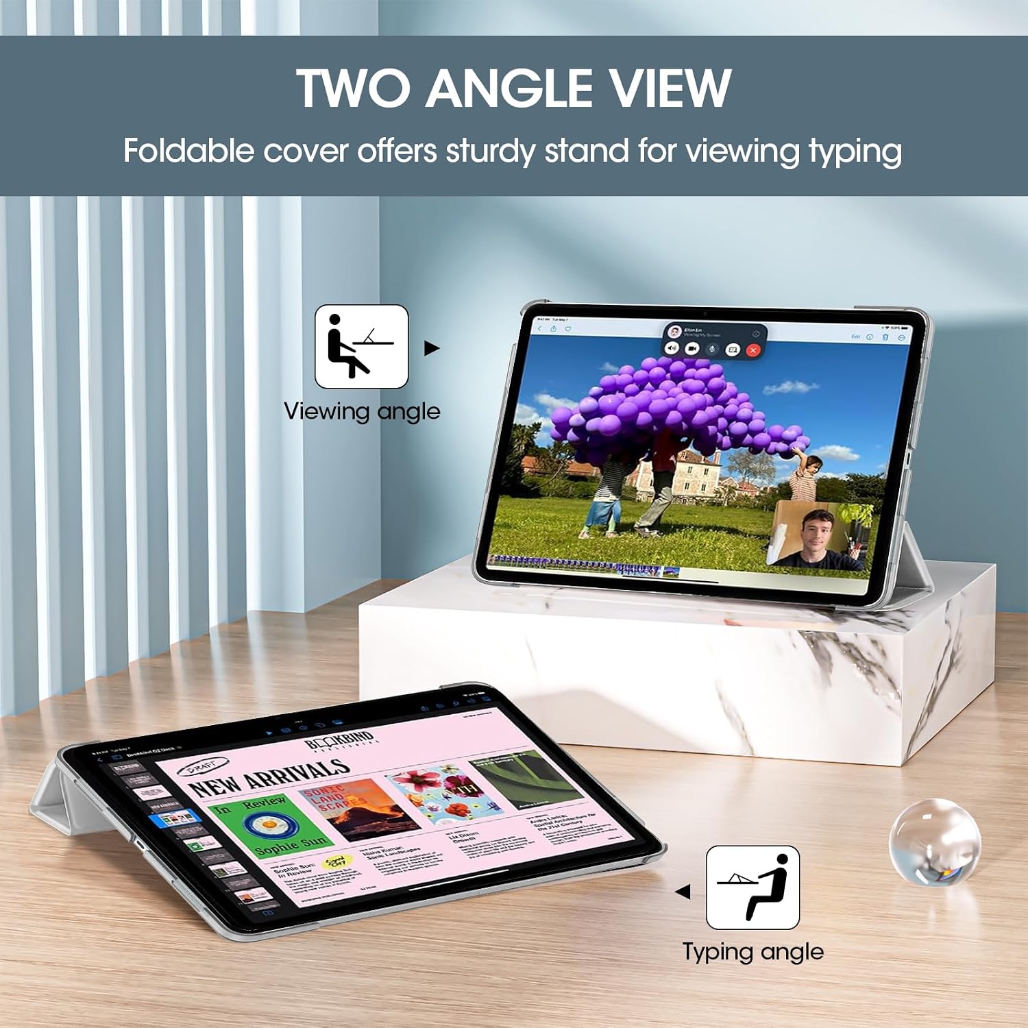 Thumbnail 3 de ProCase Hülle für iPad Air 13 Zoll M4/M3/M2 (2026/2025/2024) mit Smart Cover und transluzenter Rückseite – Silber
