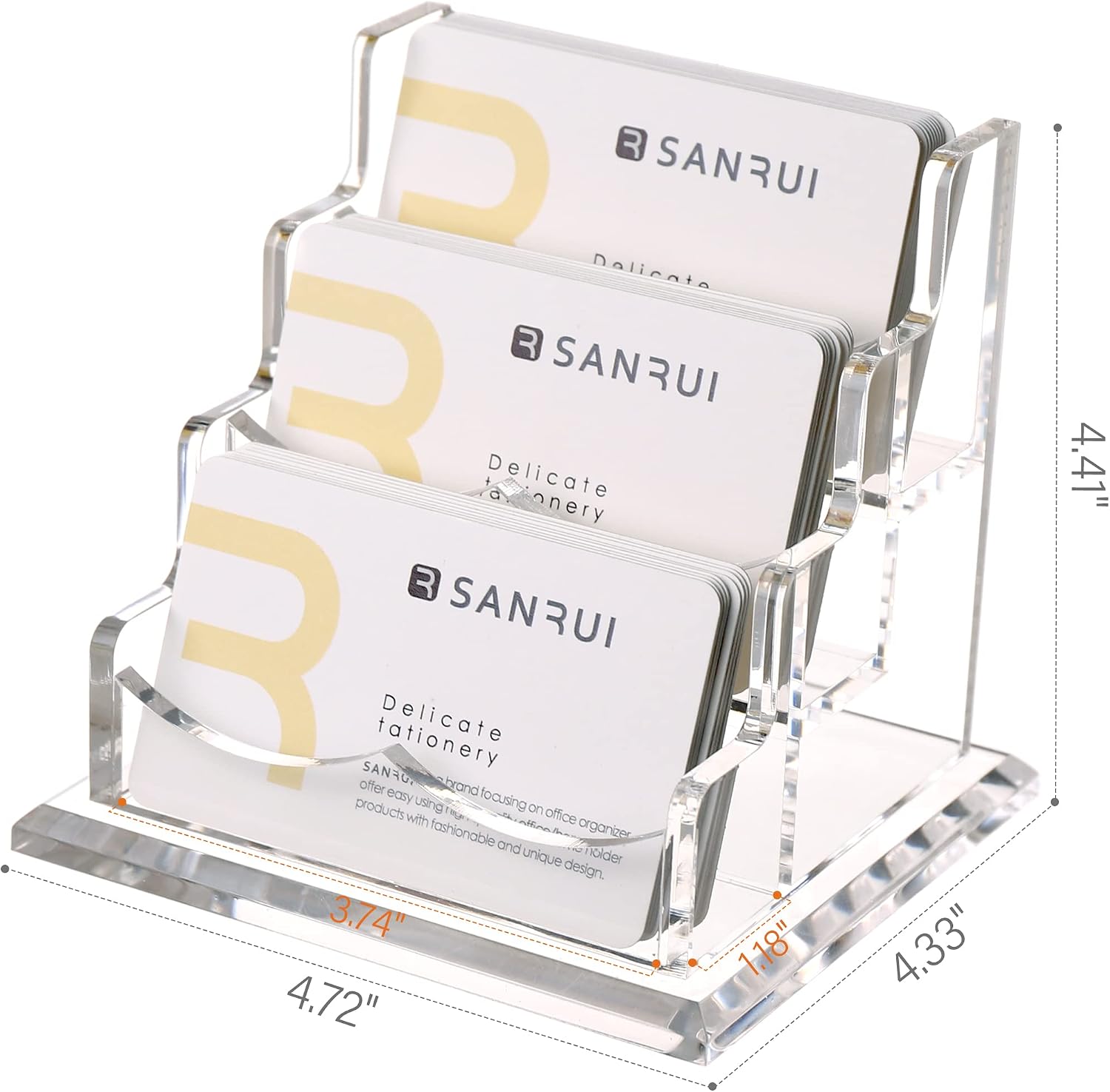 Detalle de SANRUI Clear Acrylic Business Card Holder, 3-Tier Desk Display