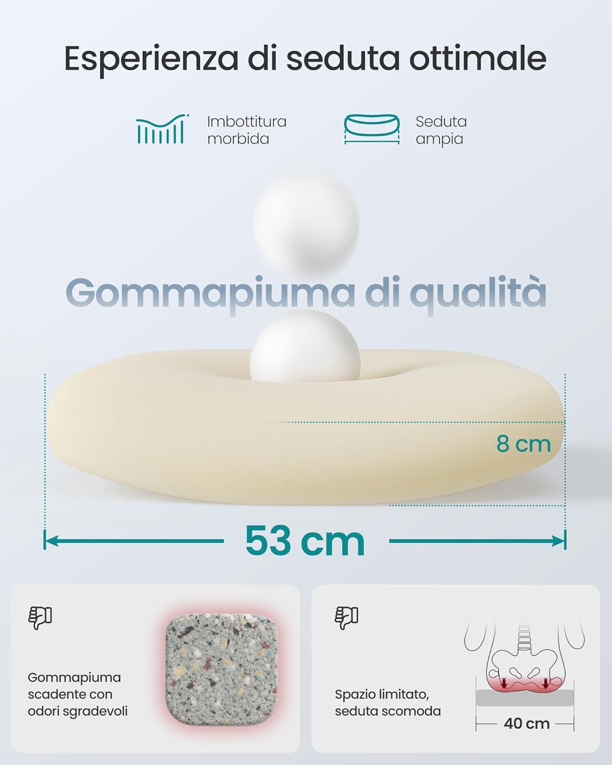 Thumbnail 4 de SONGMICS Sedia da Ufficio Girevole con Schienale a Forma di S, Seduta in Rete e Supporto Lombare – Blu Nebbia (OBN037Q01)