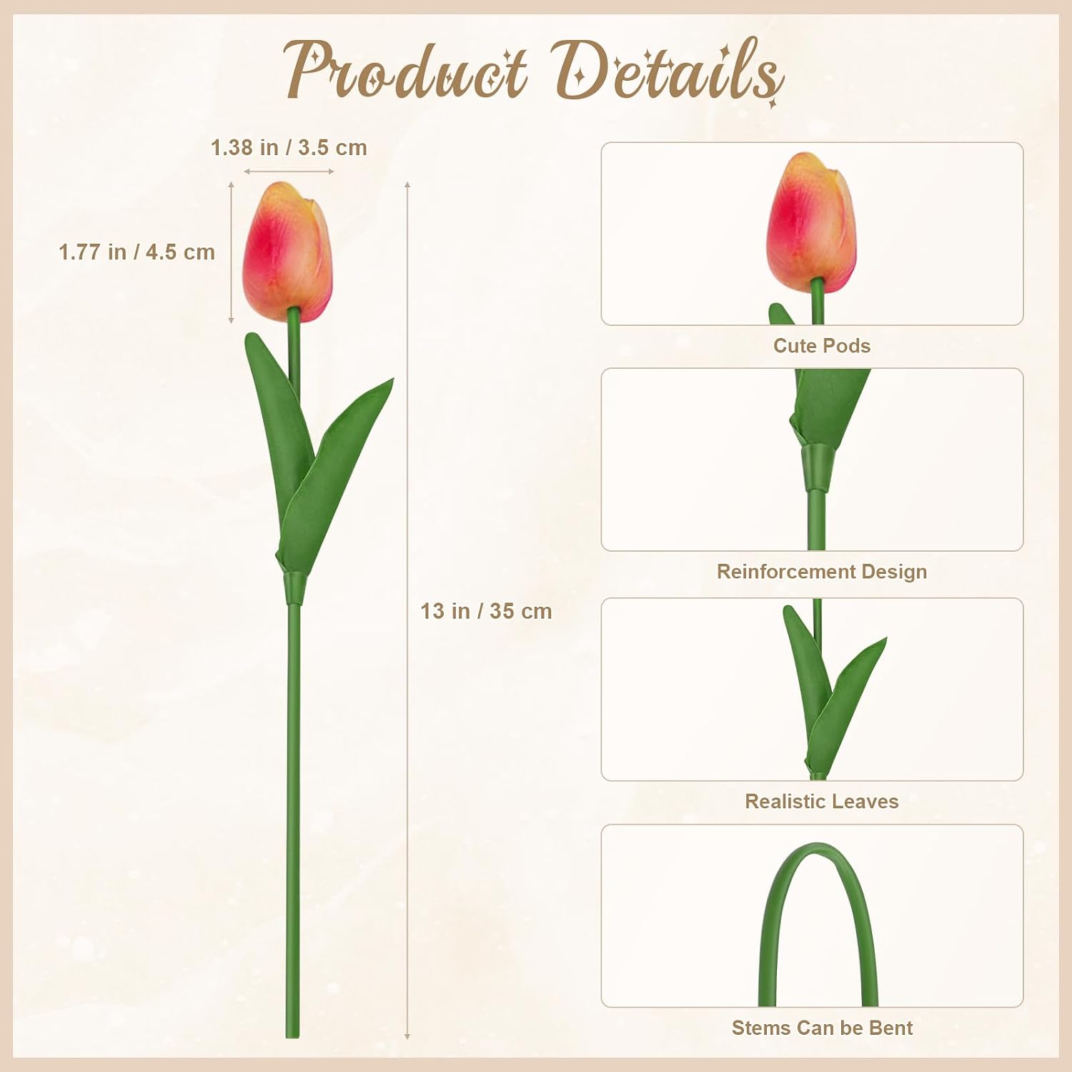 Thumbnail 1 de DBBCMEW Artificial Tulips (18pcs) – Multicolour faux tulip stems for wedding, DIY and home décor (NO vase)