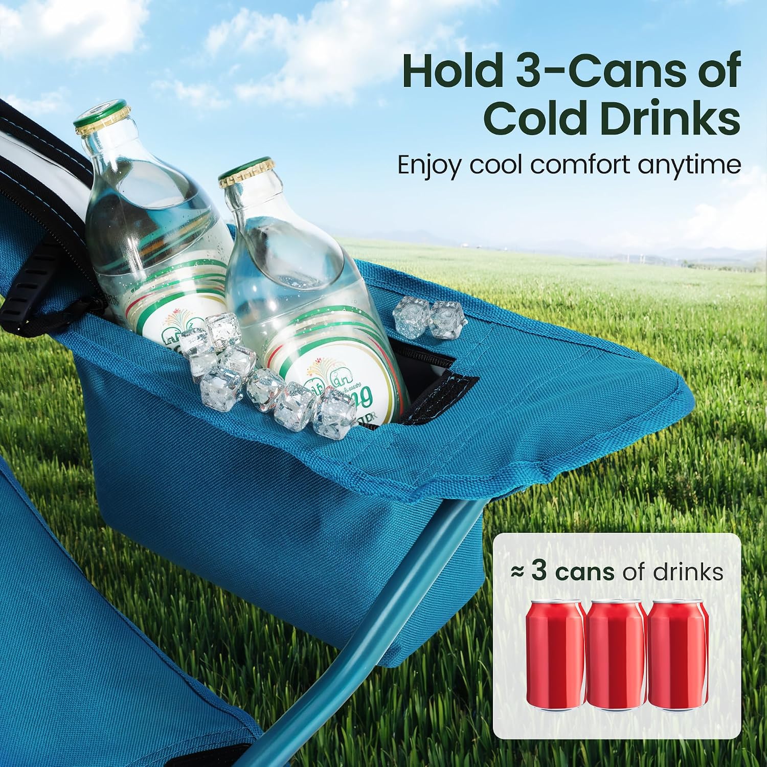 Thumbnail 5 de ALPHA CAMP Set of 2 Folding Camping Chairs with Cooler Bag and Cup Holder