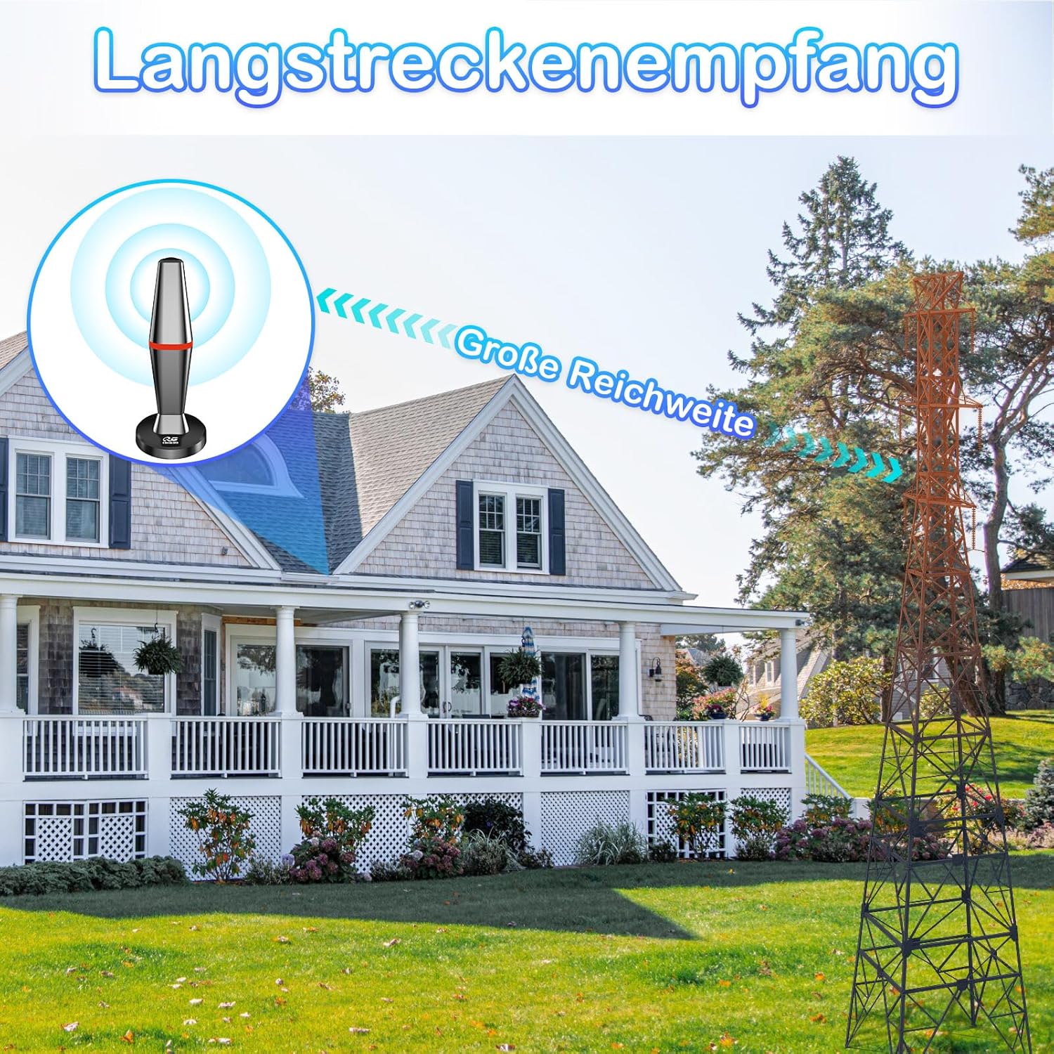 Detalle de QGClearSO DVB-T/DVB-T2 Antenne 360° mit Verstärker und magnetischem Standfuß