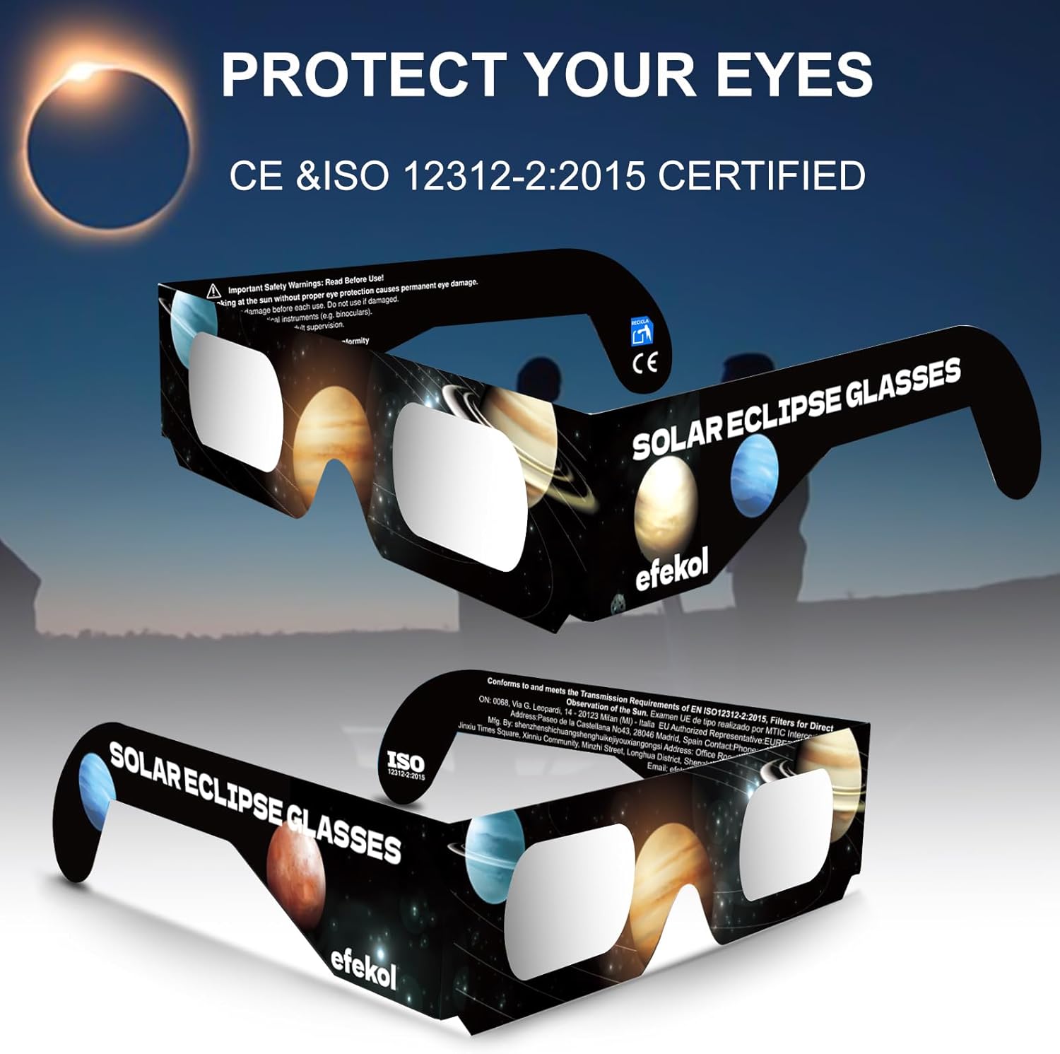 Detalle 2 de Efekol Gafas Eclipse Solar 6 Pack