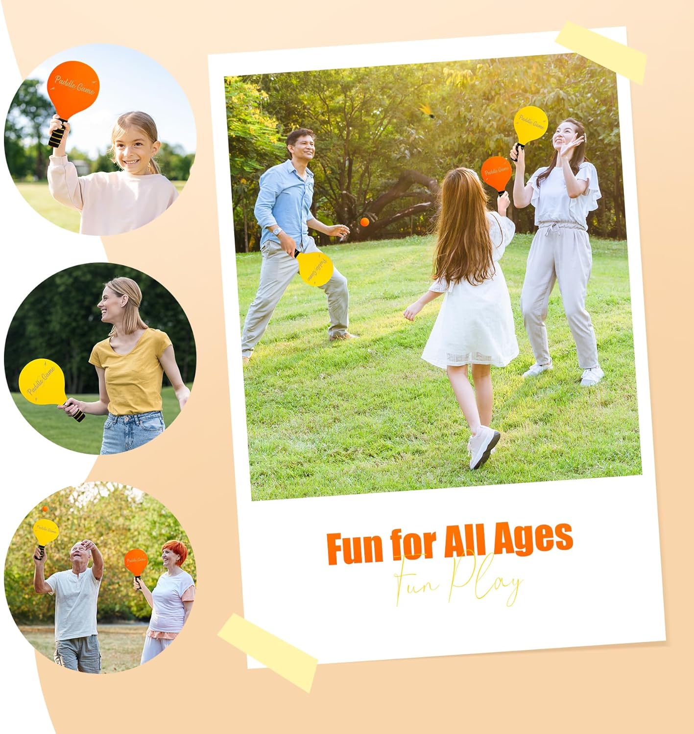 Thumbnail 4 de INPODAK Beach Bat and Ball Set – Kids Wooden Paddle Ball Racket Game (2 paddles, 4 birdies, 2 balls)