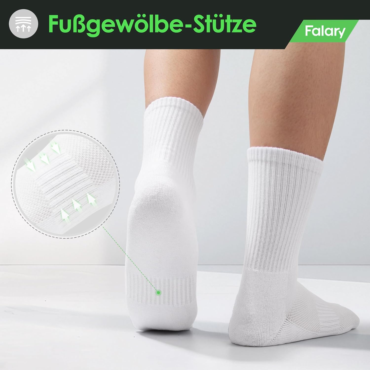 Thumbnail 2 de FALARY Crew-Sportsocken für Herren & Damen – atmungsaktive Baumwollsocken im 3er/6er/12er Set (Größe 35–50)