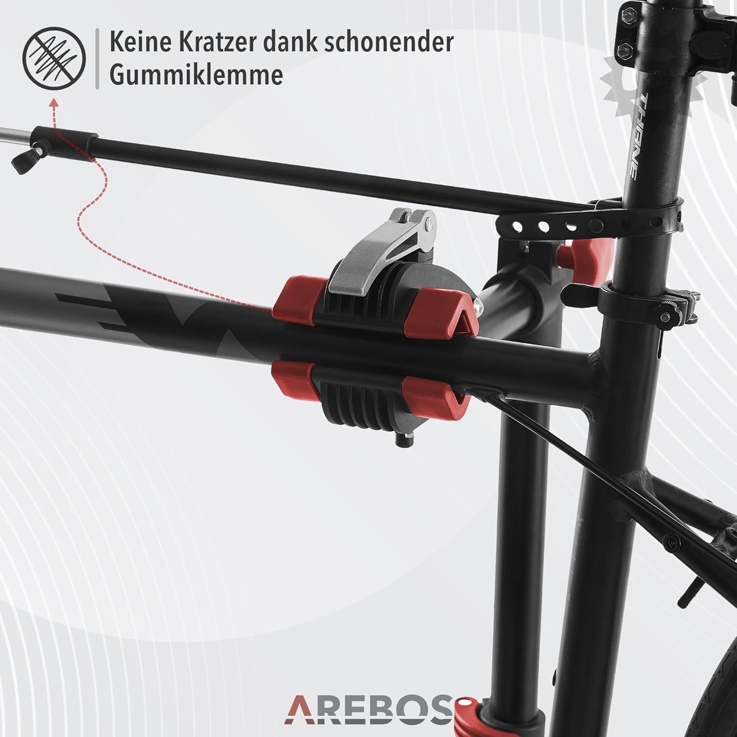 Detalle de Arebos Fahrrad-Montageständer mit Tasche – 360° drehbar, belastbar bis 30 kg