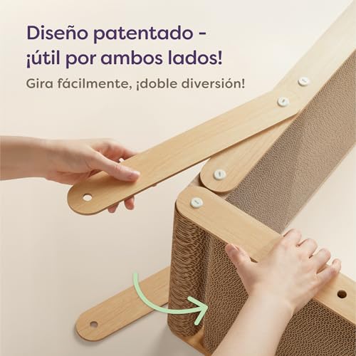 Detalle de Knupis rascador para gatos L de 68 cm, doble cara y cartón ondulado de 4,5 cm