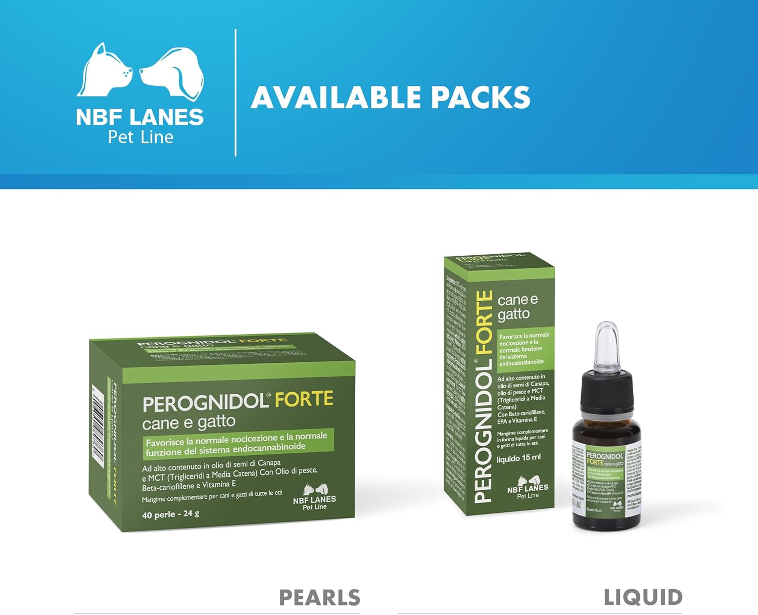 Detalle de NBF Lanes | Perognidol FORTE Chien et Chat, 40 perles — soutien de la nociception et de la fonction endocannabinoïde