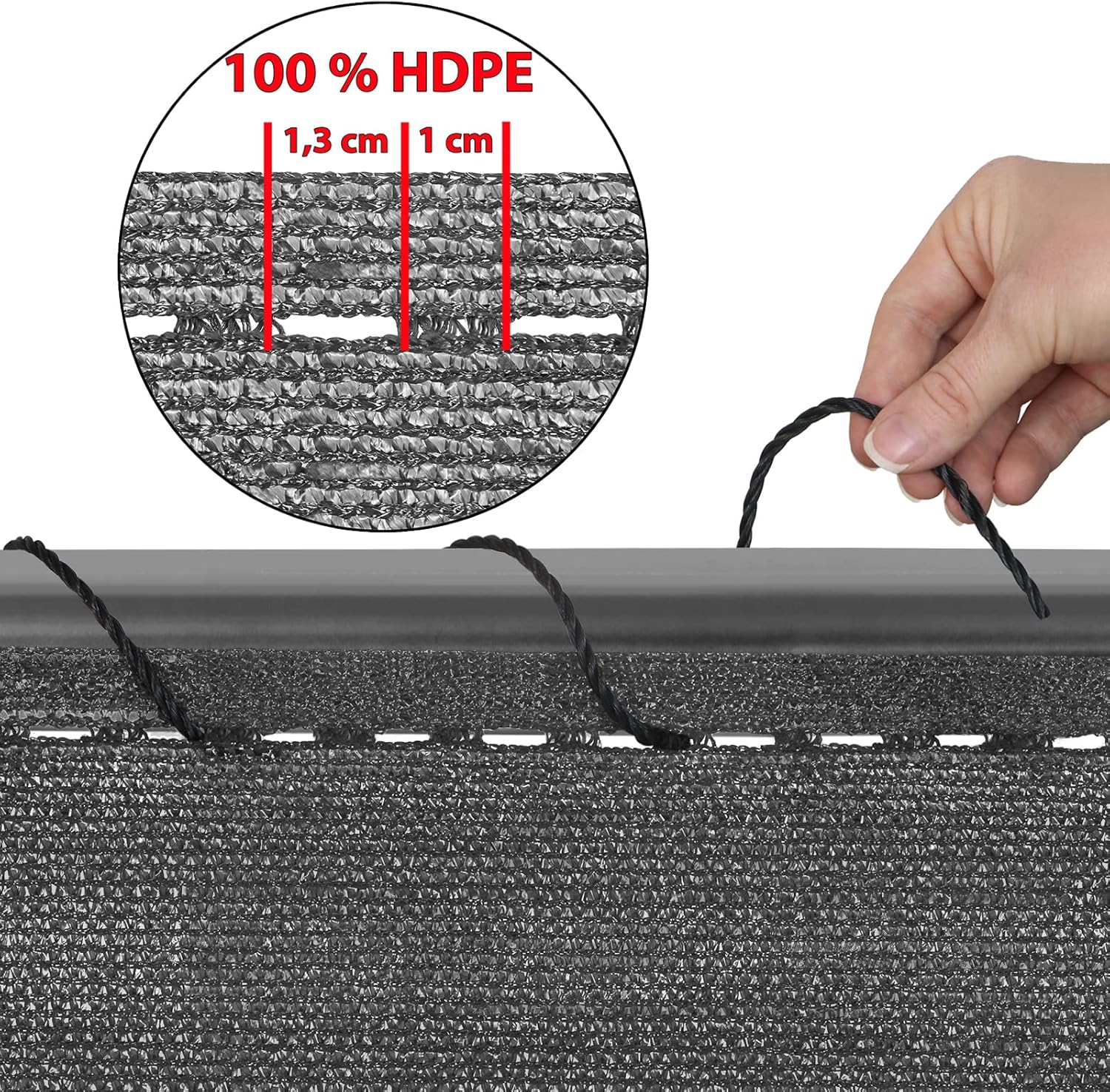 Thumbnail 3 de BB Sport Sichtschutz-Zaunblende 1 m x 5 m Grey (150 g/m²) – Schattiernetz mit UV- und reißfestem Nylonkordel