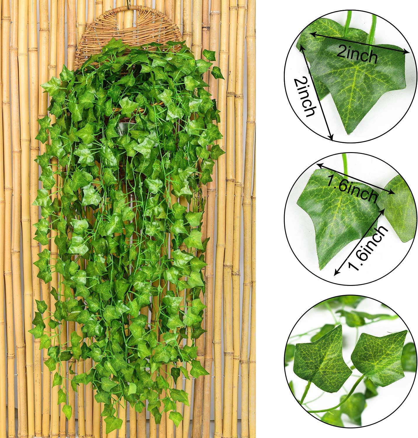 Thumbnail 3 de DearHouse I01732 kunstklimopslinger, 12 groene strengen van 25,60 m