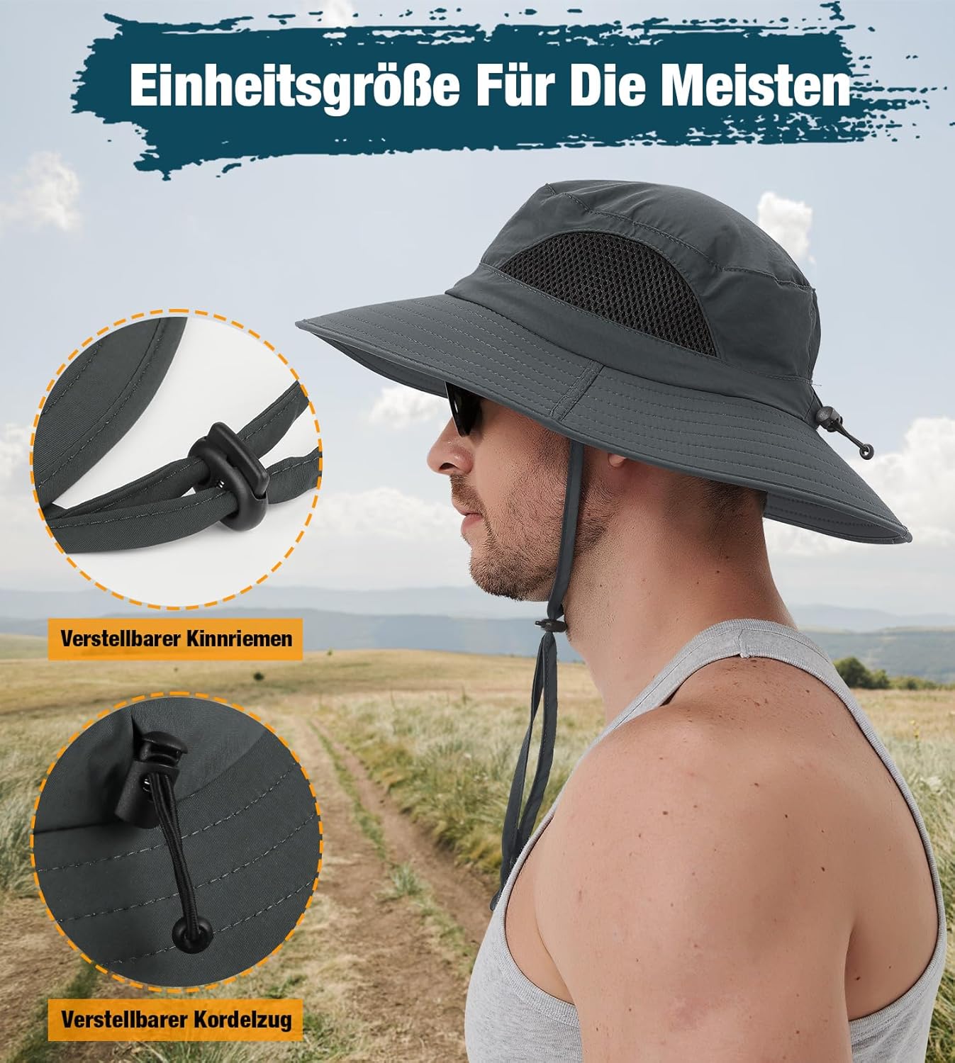 Thumbnail 4 de Wmcaps Sonnenhut mit UV-Schutz (UPF 50+) und breiter Krempe für Outdoor – verstellbar, faltbar