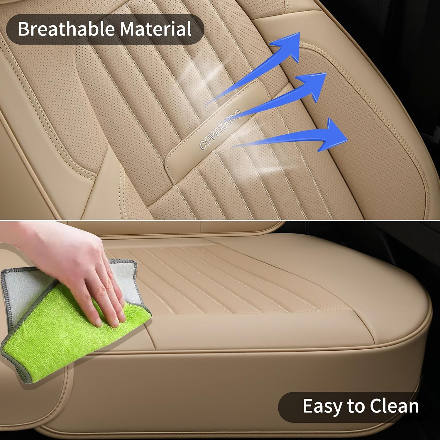 Thumbnail 4 de Coverado Perforated Nappa Leather Seat Covers 2-Pack