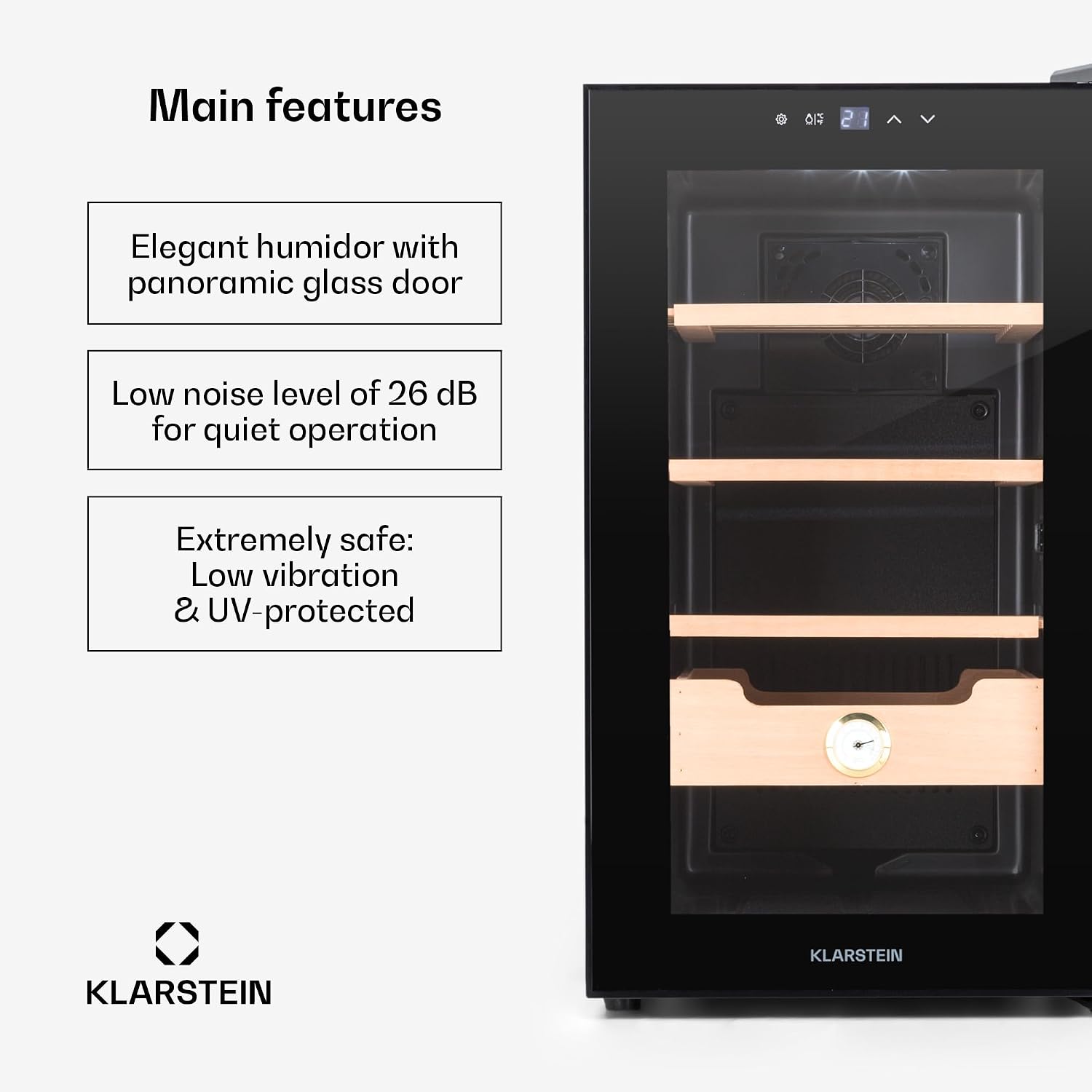 Detalle 2 de Klarstein El Presidente HEA6-ElPresidente48G Cigar Humidor, 23 L
