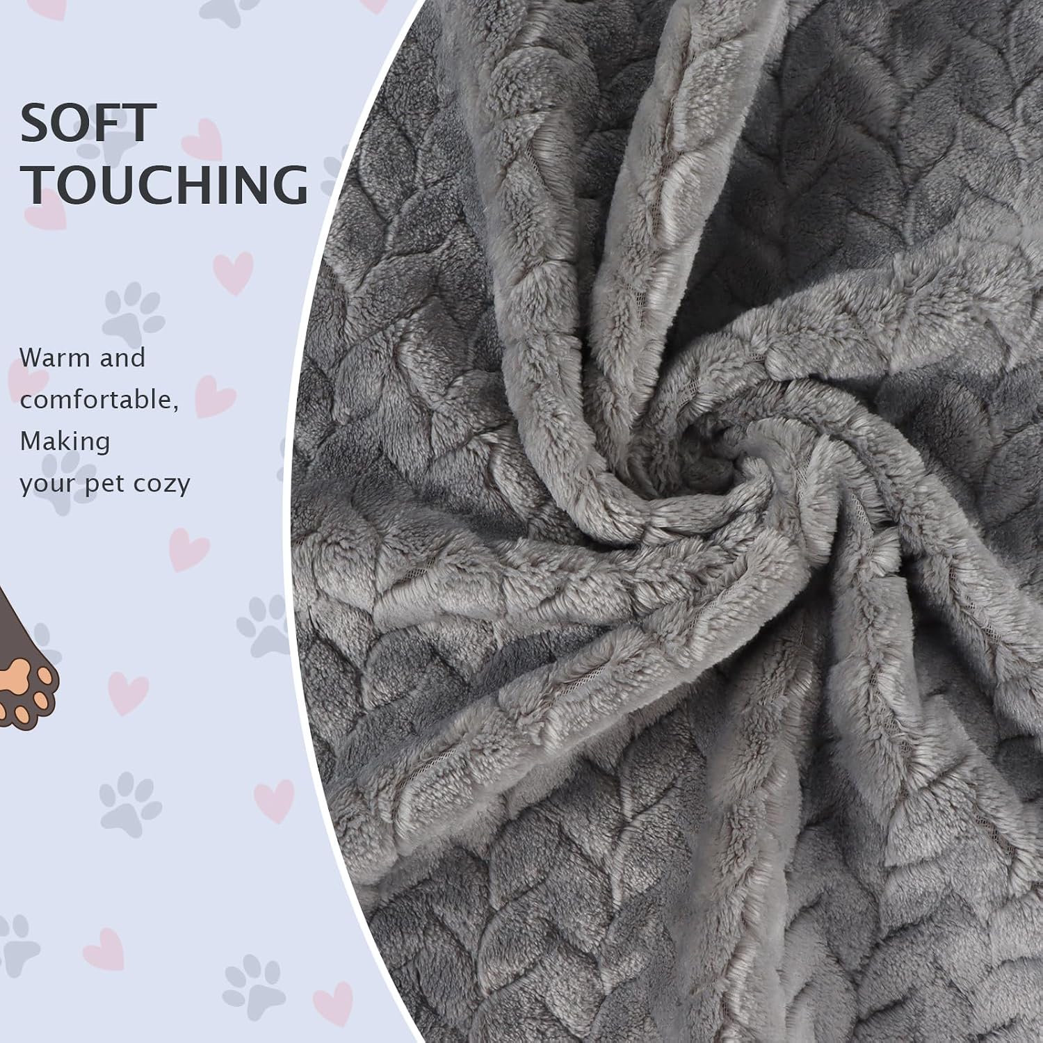 Detalle 2 de BVAGSS 6er Set kleine kuschelige Hundedecken aus Flanell (60 x 40 cm) – grau mit Wheat-Ohren