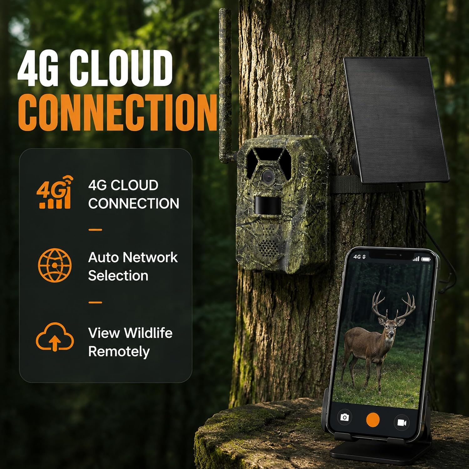 Thumbnail 1 de MagicEagle H1-New 4G Cellular Trail Camera with Solar Panel, 2K Video & No-Glow IR