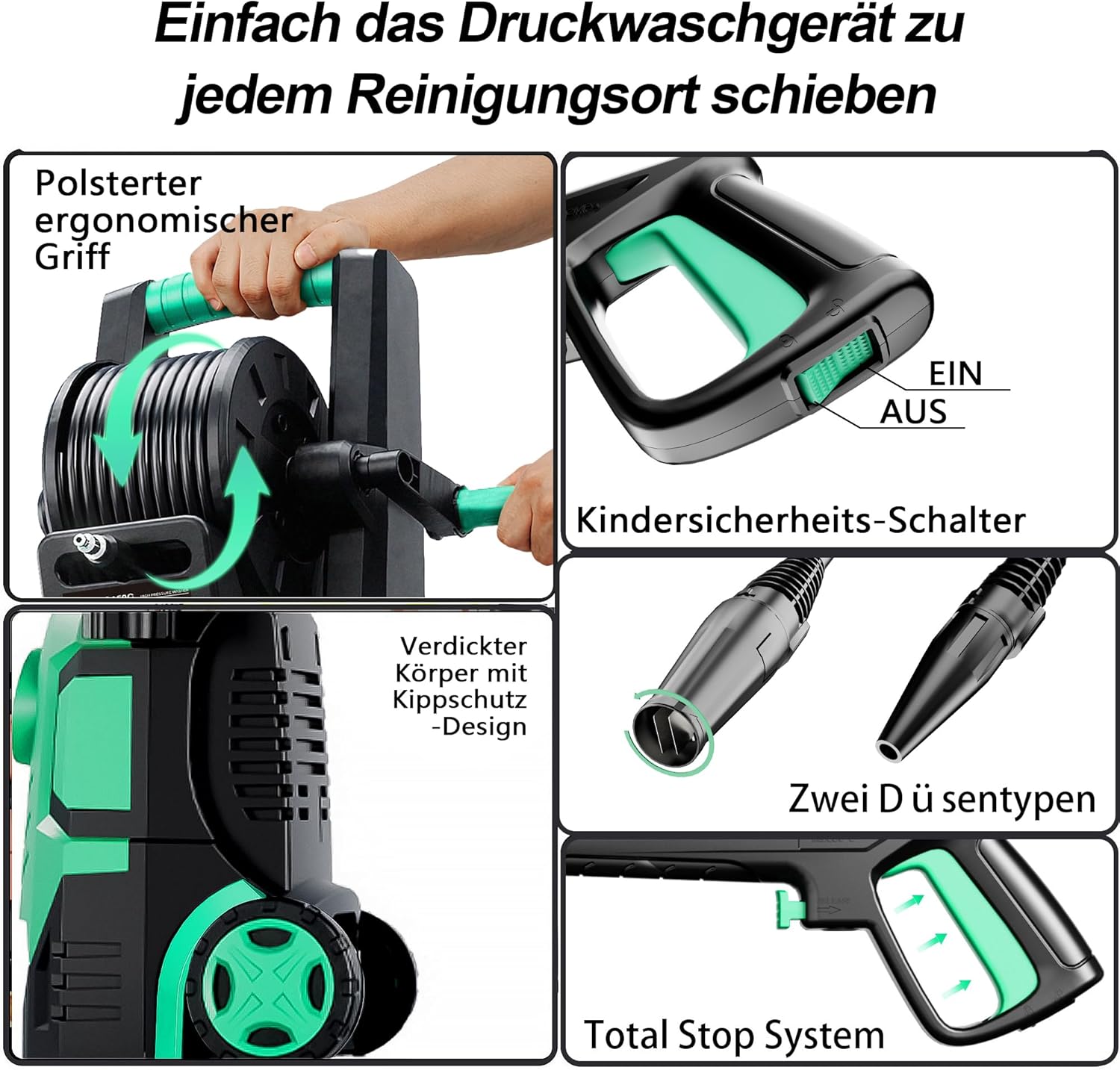 Detalle de Hochdruckreiniger Touchscreen 8-stufiger 200 Bar | 6-in-1-Düse, 60 m²/h, Schaumkanone