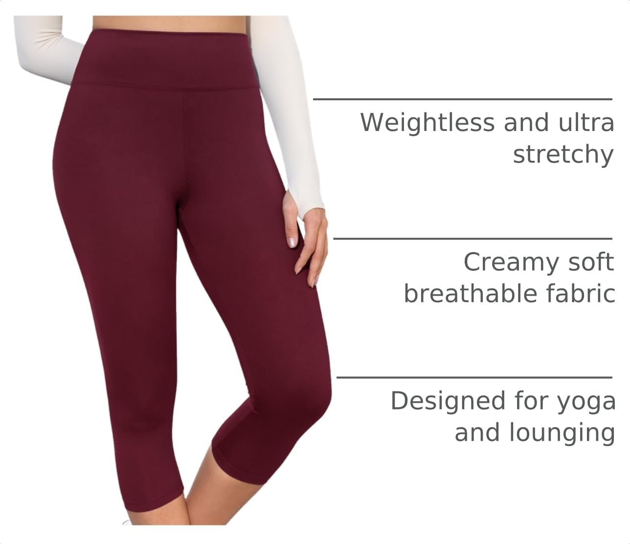 Thumbnail 3 de VALANDY Creamlush 4 Pack Capri Leggings for Women — High-Waisted, Ultra-Soft Yoga and Lounge Pants (S-3XL)