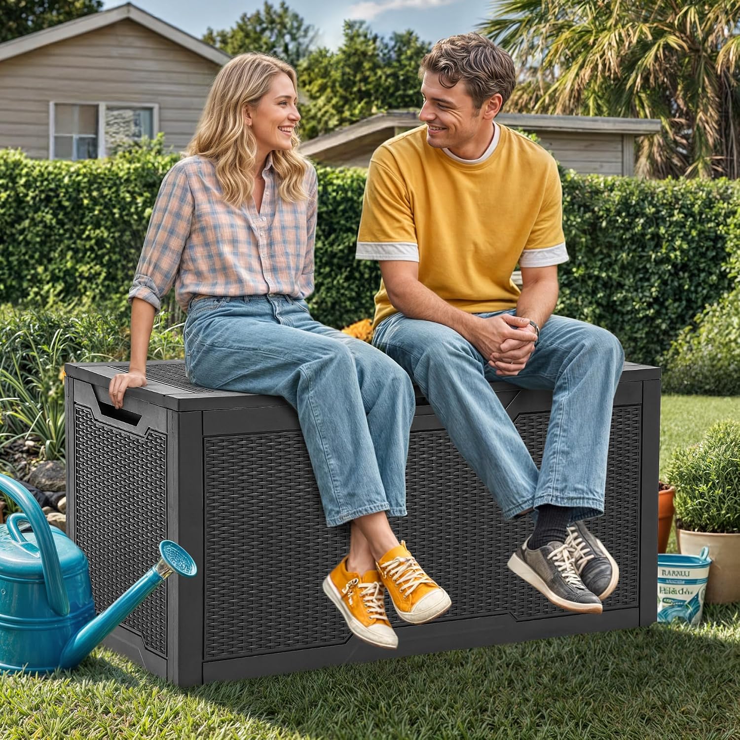 Thumbnail 2 de YITAHOME 100 Gallon Resin Deck Box — Weather-Resistant Outdoor Storage with Lock, Bench Seating