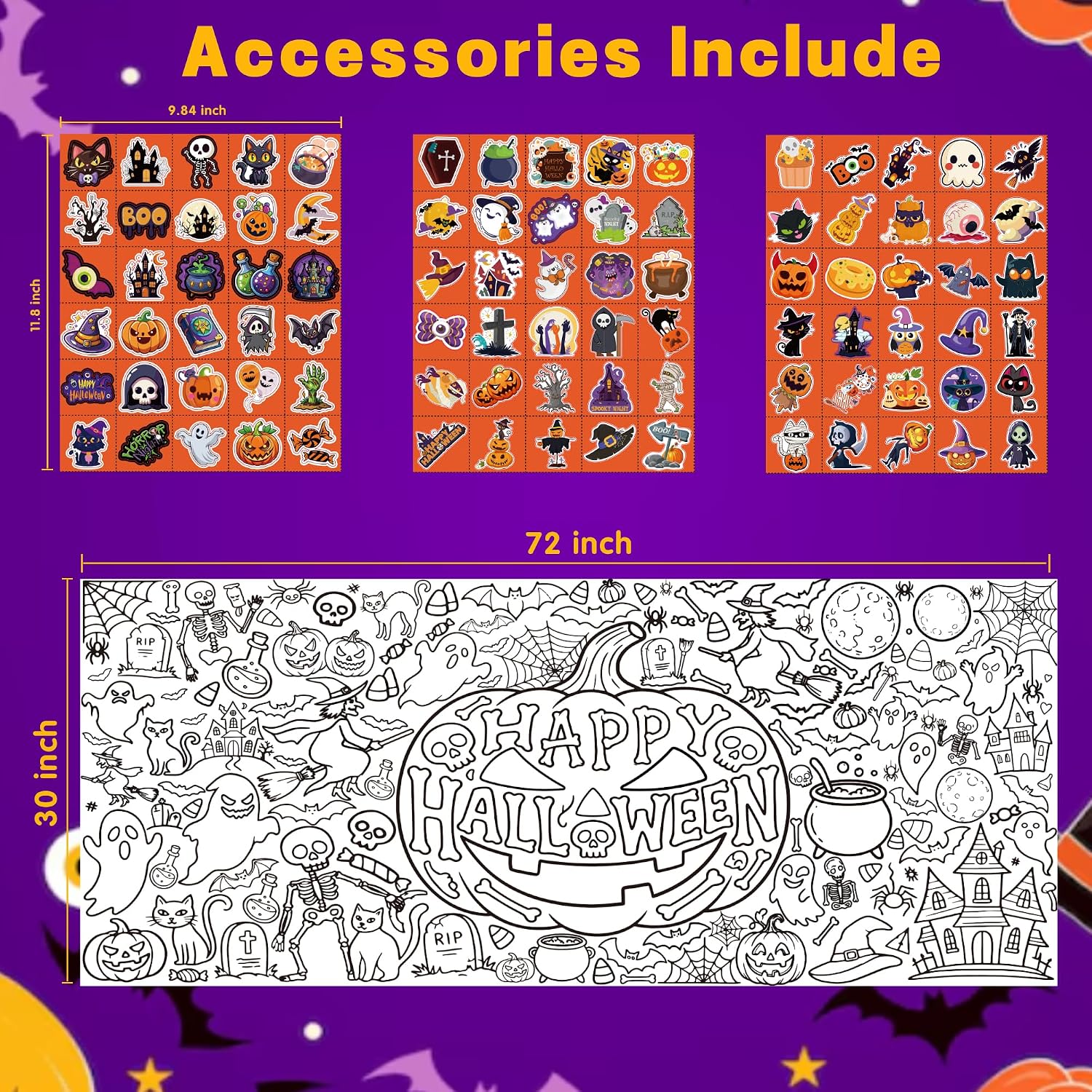 Detalle de Halloween Coloring Poster 30 x 72 Inches