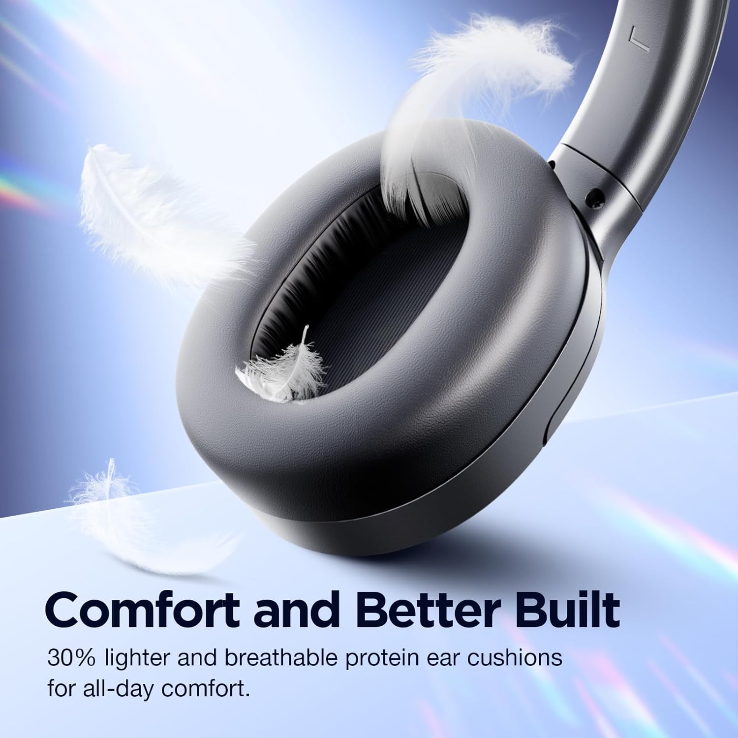 Detalle 2 de vibeadio Upgrade Pro-level Hybrid Active Noise Cancelling Over-Ear Headphones (Black)