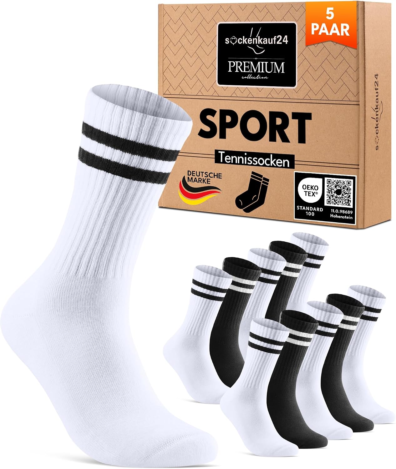 Detalle de Socken Sportsocken Crew 5 Paar Gepolstert