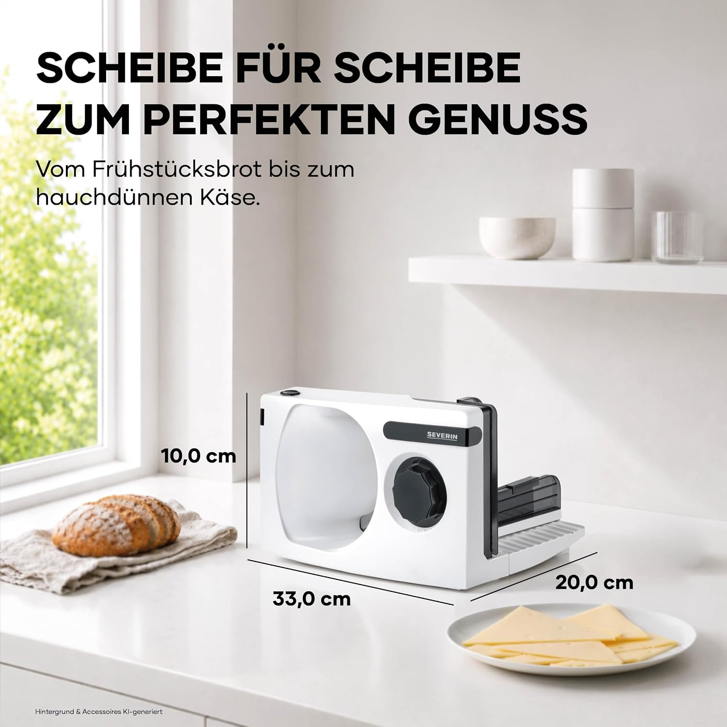 Detalle de Severin Allesschneider AS 3912 – Vielseitige Brot-, Aufschnitt- und Käse-Scheibe mit stufenloser Schnittstärke