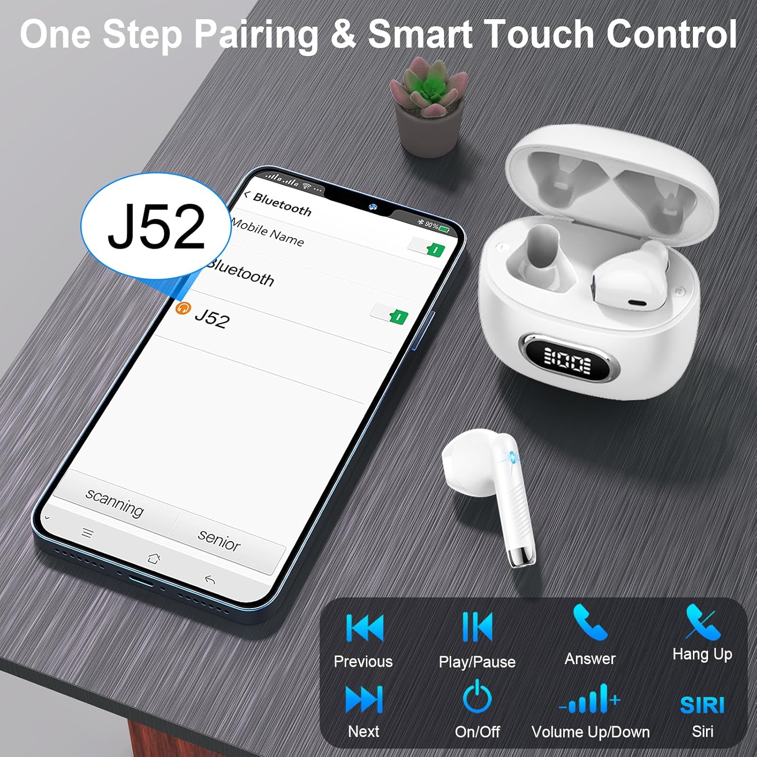 Thumbnail 4 de Bluetooth Kopfhörer Kabellos 5.3 In Ear mit ENC, IP7, 42 Std Laufzeit – J52