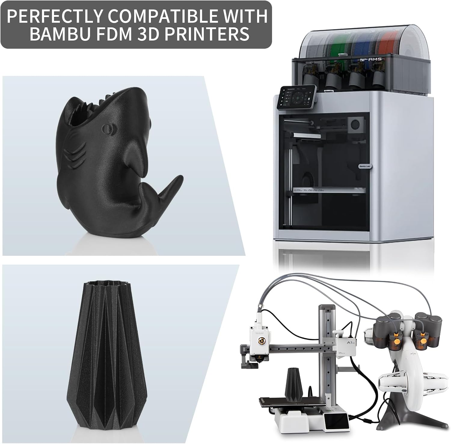 Detalle de TINMORRY glasfaserverstärktes PETG Filament 1,75 mm (PETG-GF), frostschwarz, 1-kg-Spule