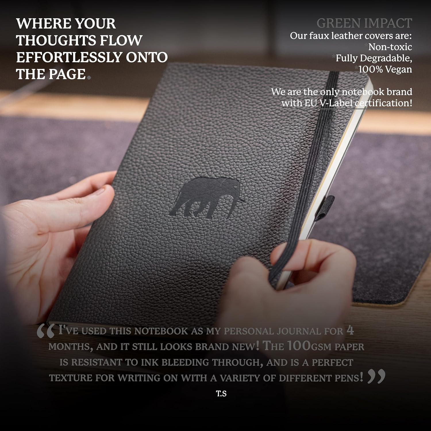 Thumbnail 4 de Dingbats* Wildlife Lined Journal Notebook A5 (vegan leather, elastic closure & pocket)