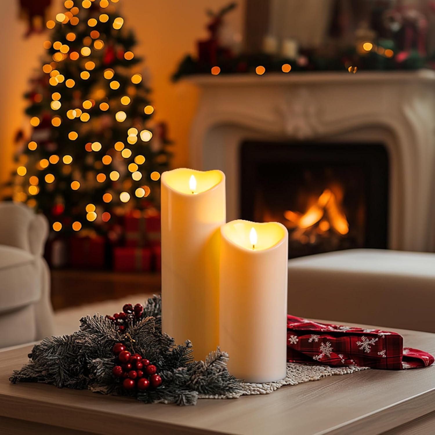 Detalle de Homemory HPILLAR Flameless LED Candles, 4 x 6-Inch Waterproof Set of 2