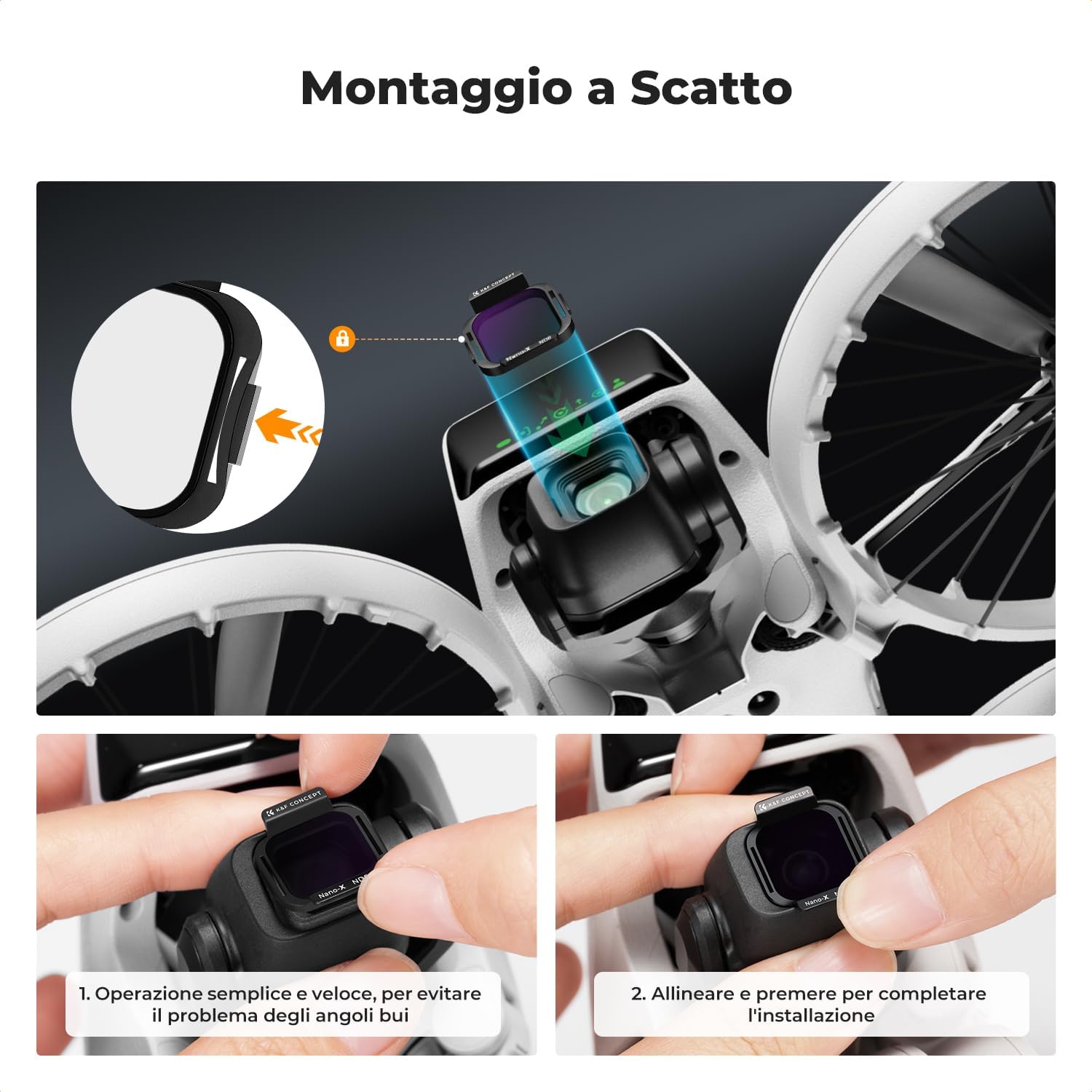 Thumbnail 5 de K&F CONCEPT 3 Pezzi Set Filtri CPL ND per DJI Flip | CPL, ND8, ND16 in Vetro HD e Telaio in Alluminio