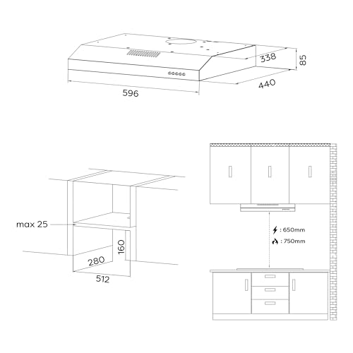 Detalle 2 de CIARRA CBCS6903D Hotte aspirante 60 cm – Classe A+ inox
