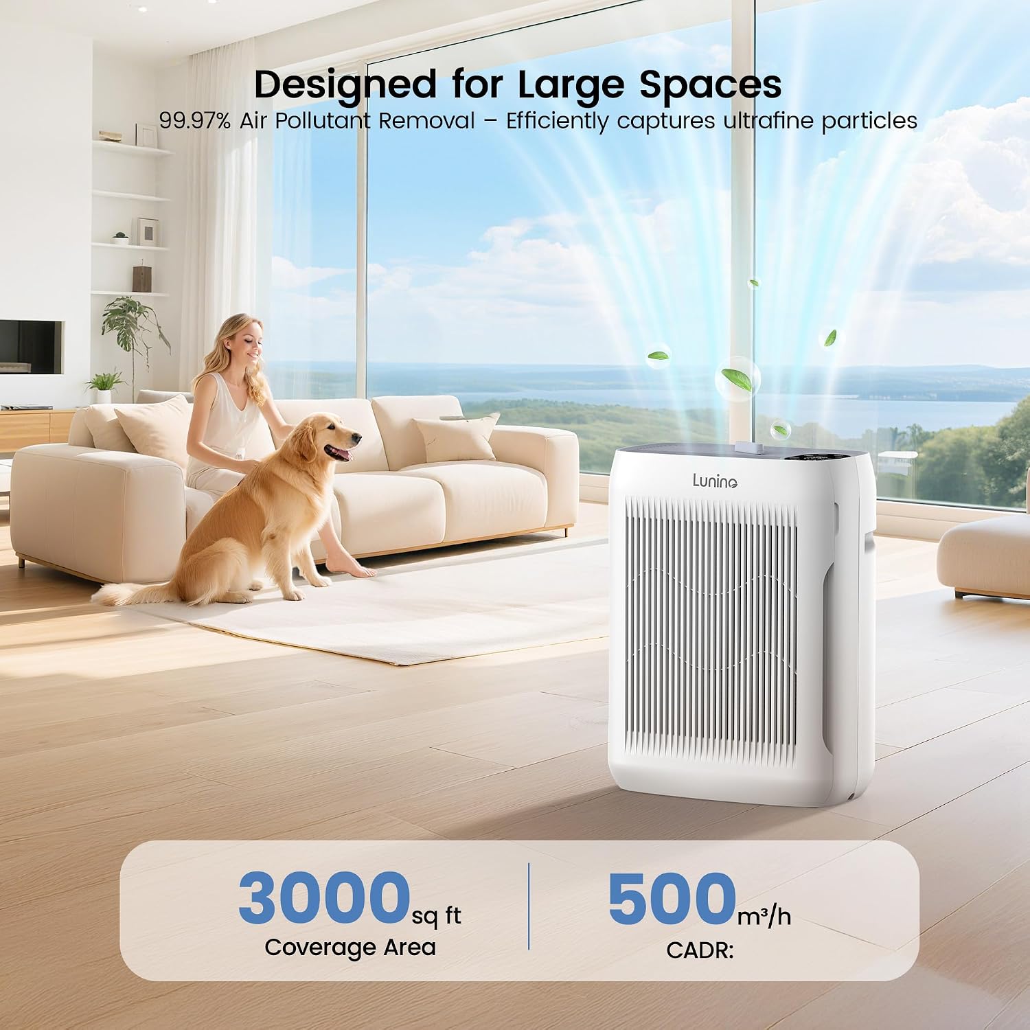 Detalle 2 de LUNINO Air Purifier for Large Rooms 3000 Ft² 🏷