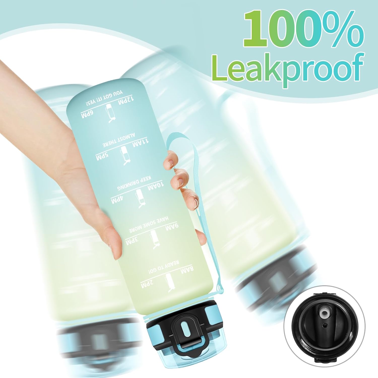 Detalle de Mulbijeo borraccia da 1 litro con cannuccia, BPA free e anti-perdita