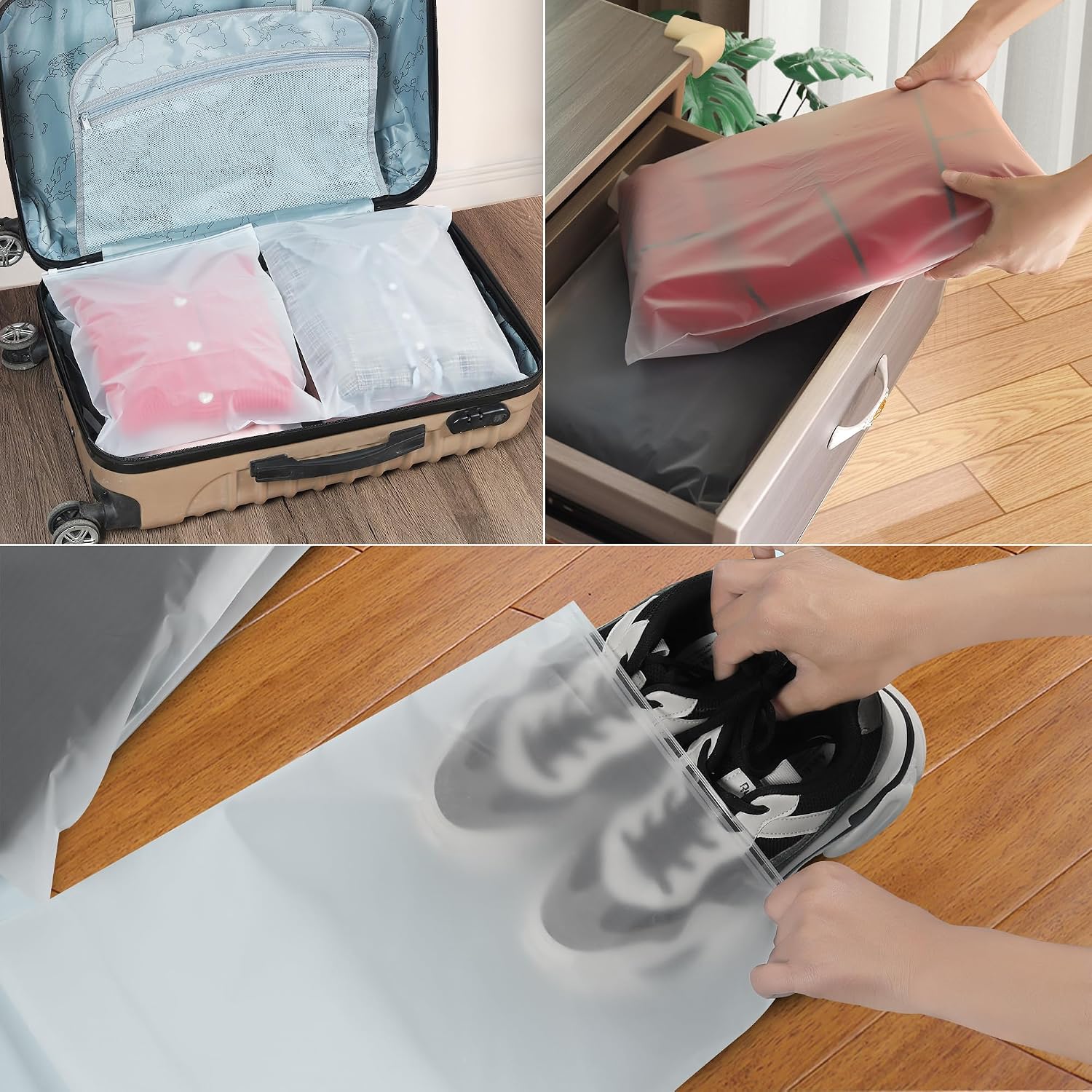 Thumbnail 6 de 30Pcs Large ZipLock Bags for Clothes, 40x30cm – Reusable Waterproof Hospital Bag Organisers