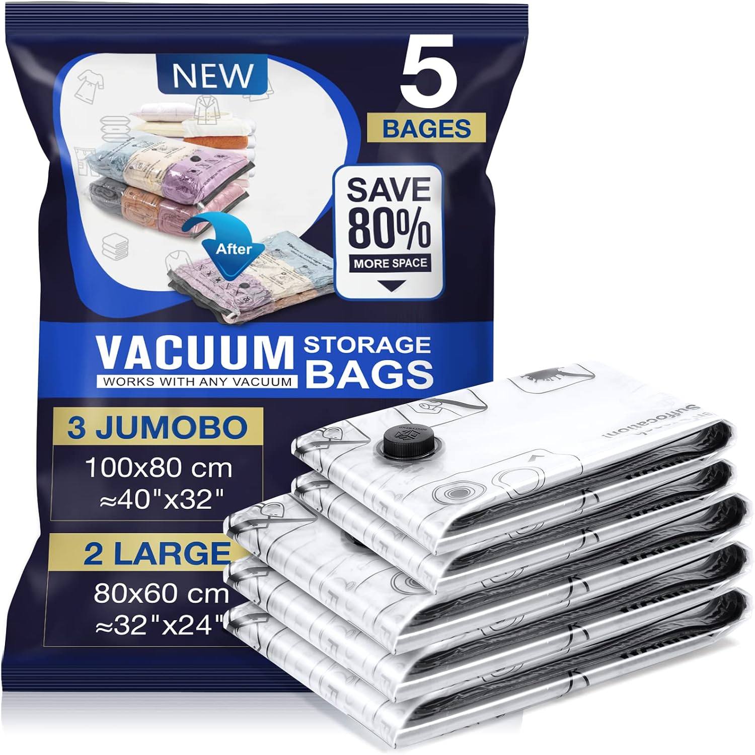 Accenter Vakuumbeutel 5er Set 3 Jumbo 100x80