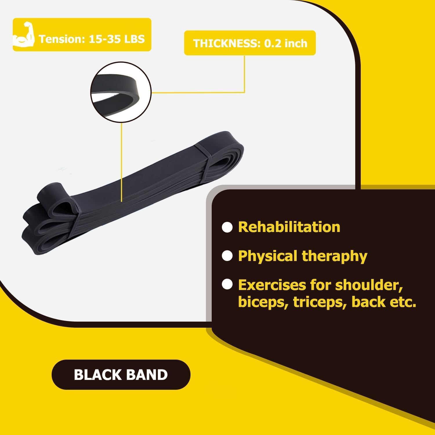 Detalle de WSAKOUE WSB-06 Pull-Up Assistance Band, Natural Rubber, 15–35 lb