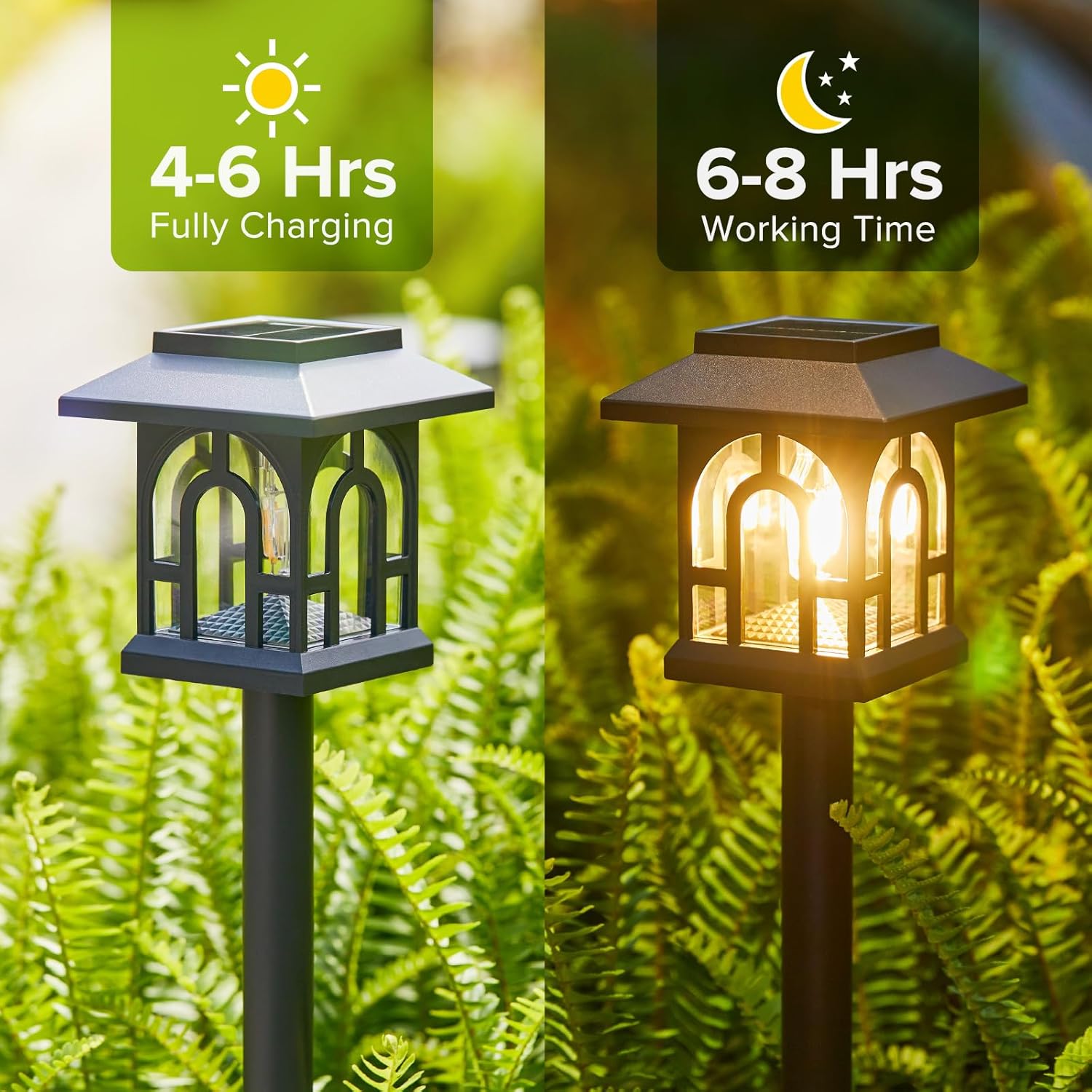 Detalle de BUCASA 4 Pack Solar Garden Lights (Up to 10 Hours, IP65) – 3000K Warm White outdoor pathway lighting
