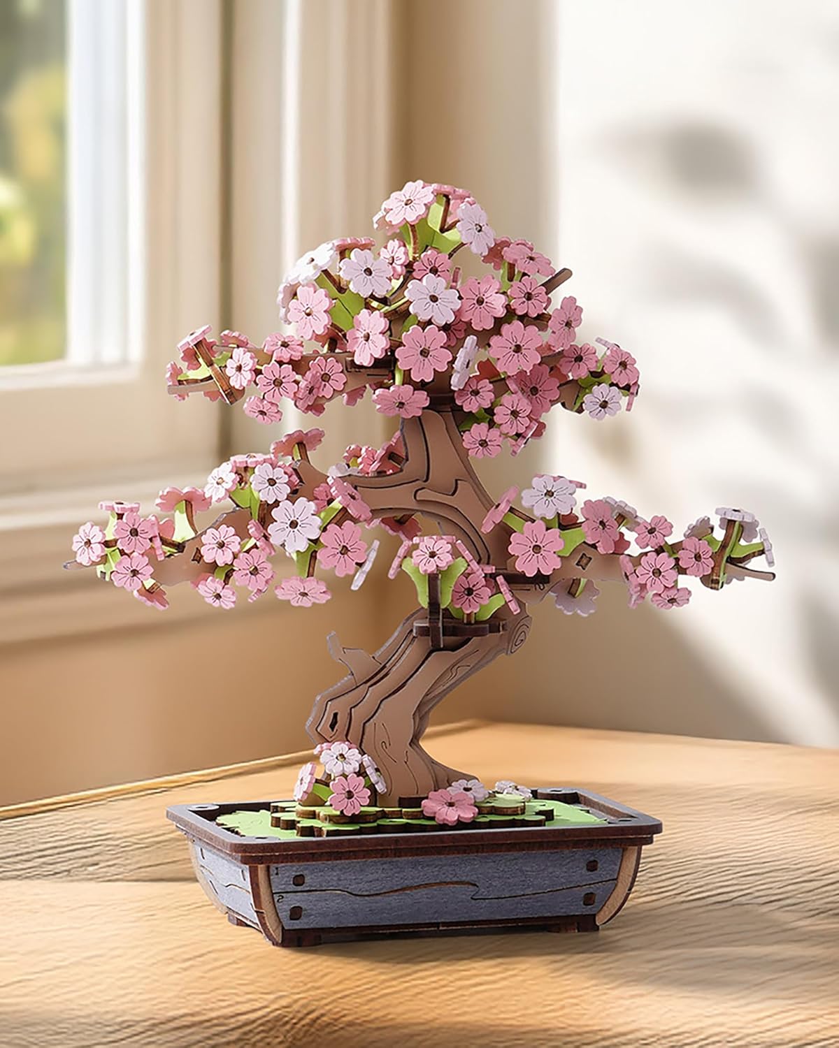 Detalle de Rolife Puzzle 3D Sakura et Pin Éternel Bonsai – Kit bois DIY pour adultes